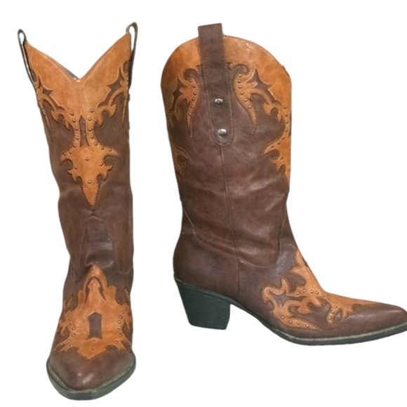 Passions Colt Brown Leather Women's Boots Size 10 - Picture 1 of 17